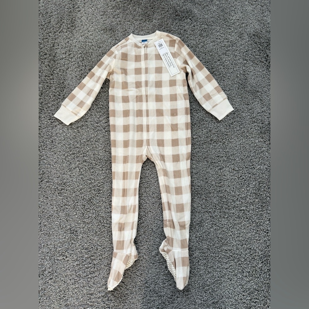 Old Navy Kids Plaid checkered fleece Footie pajamas size 3T unisex